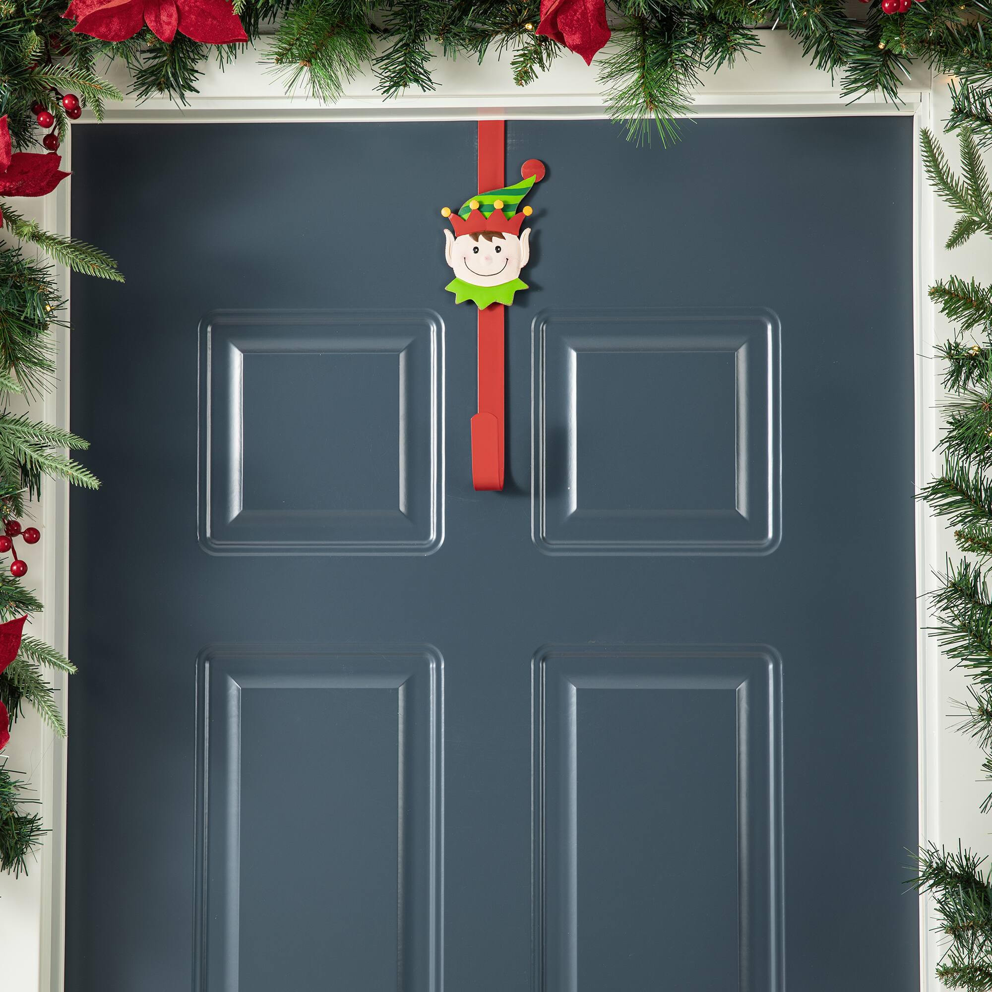Glitzhome® 14" Christmas Metal Elf, Snowman & Santa Wreath Hanger Set